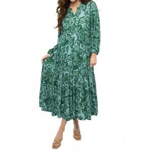 NEW BRITON COURT long sleeve jenny maxi dress in kelly green